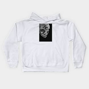 Hand Drawn Skull Print Art Kids Hoodie